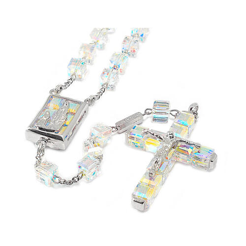 Ghirelli 925 Silver & Crystal Cube Rosary – Lourdes Edition